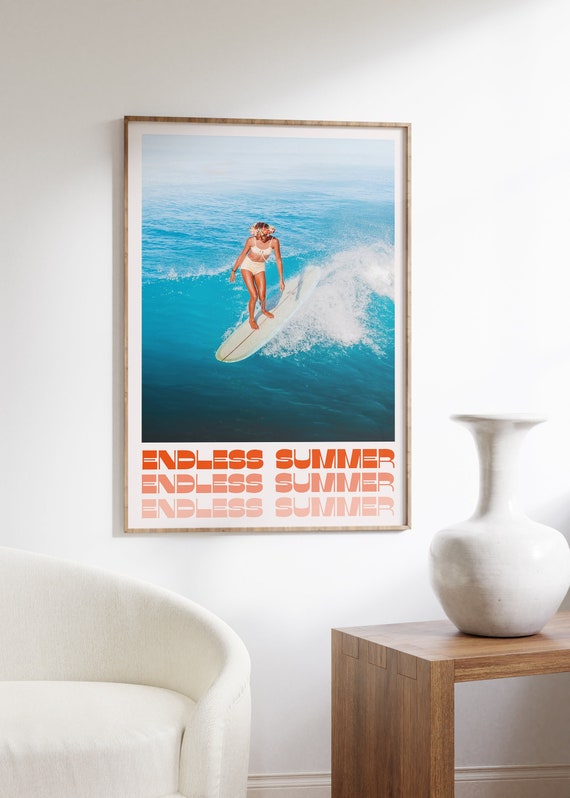 Retro Surfing Poster: 70s Psychedelic Wall Art