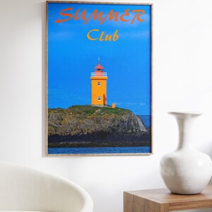 Vogue Magazine Poster, 70s Poster, Blue Wall Art, Trendy Poster, Lighthouse Print, Vintage Poster, Psychedelic Wall Art, Y2K Poster, Summer Poster, Preppy Wall Print, Minimalist Wall Art, Trippy Wall Art, 70s Wall Art, 60s Poster, Retro Wall Art