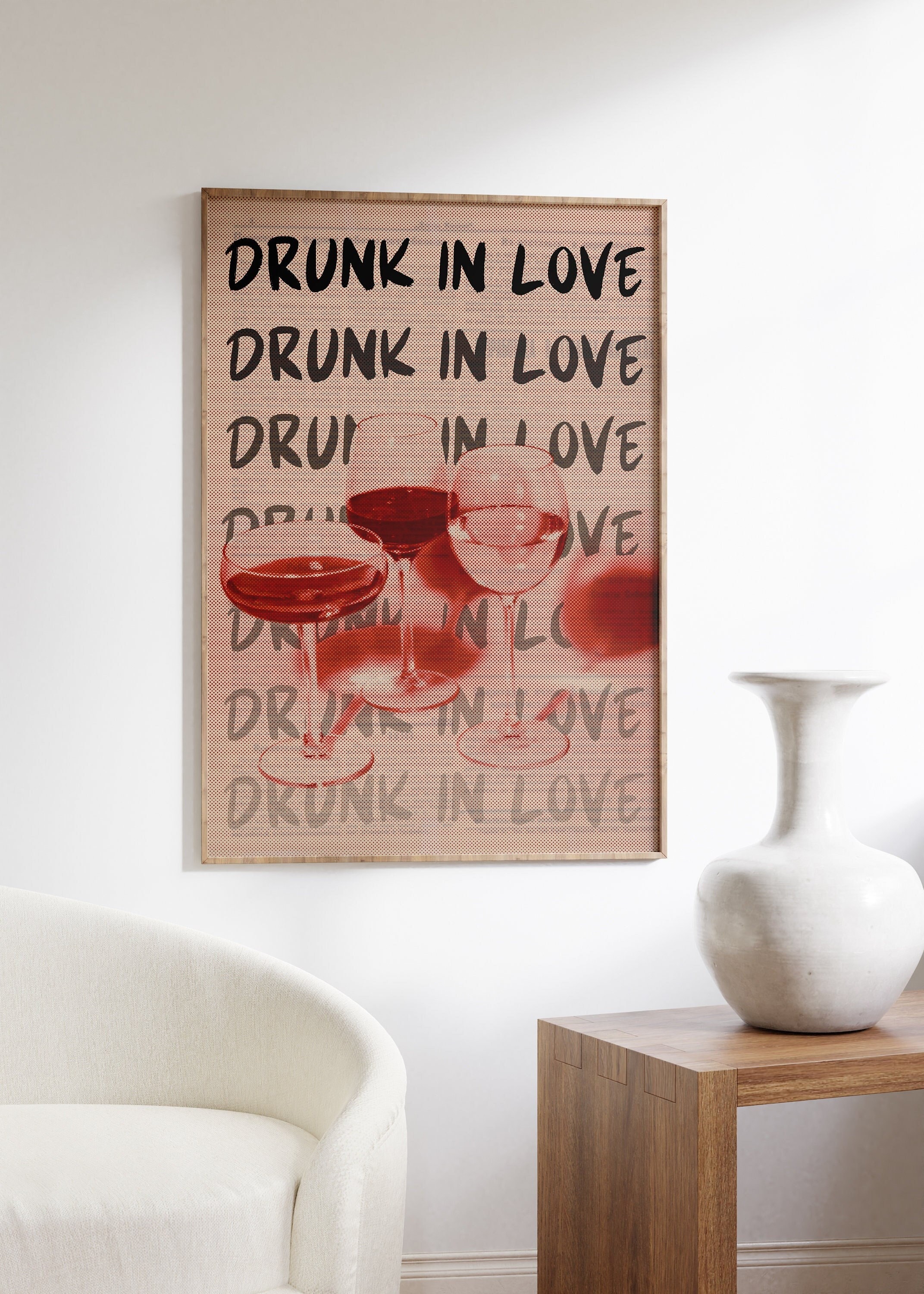 Wine Glasses Poster: 70s Retro Red Wall Art