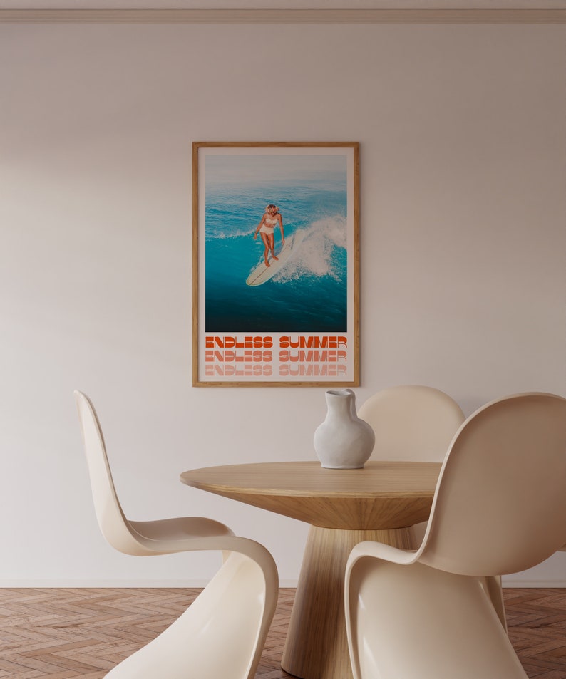 Beach Poster, Summer House Print, Trendy Wall Art, Hippie Print, Vintage Poster, Psychedelic Art, Retro Print, Trippy Poster, Minimalist Wall Art, Dorm Room Decor, Trippy Wall Art, 70s Wall Art, Red Wall Art, Surfing Poster, Tropical Print