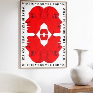 Affirmation Poster, Newspaper Poster, Red Wall Art, Trendy Wall Art, Hippie Print, Vintage Poster, Psychedelic Wall Art, Y2K Apartment Poster, Preppy Wall Print, Minimalist Wall Art, Red Lips Print, Trippy Art, 70s Print, Vogue Poster, Retro Art