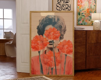 70s Retro Floral Print: Kitsch Psychedelic Wall Art (Digital Download)
