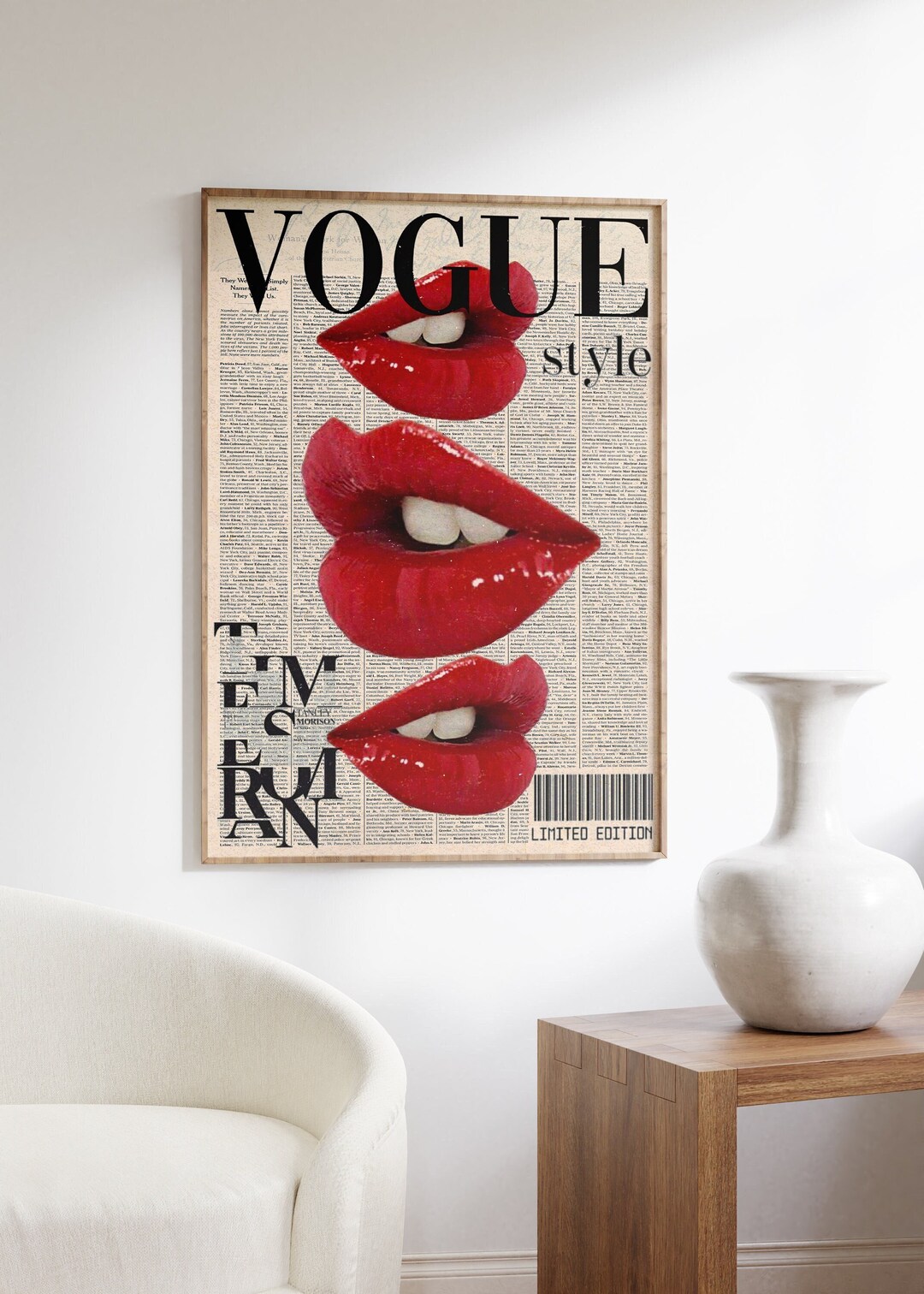 Vogue Magazine Poster, 70s Wall Print, Red Wall Art, Newspaper Poster, Summer House Poster, Psychedelic Art, Retro Print, Trippy Wall Art
