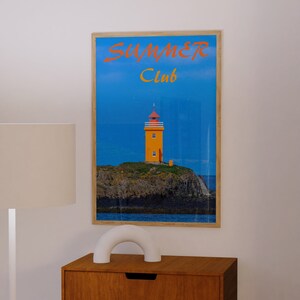 Vogue Magazine Poster, 70s Poster, Blue Wall Art, Trendy Poster, Lighthouse Print, Vintage Poster, Psychedelic Wall Art, Y2K Poster, Summer Poster, Preppy Wall Print, Minimalist Wall Art, Trippy Wall Art, 70s Wall Art, 60s Poster, Retro Wall Art