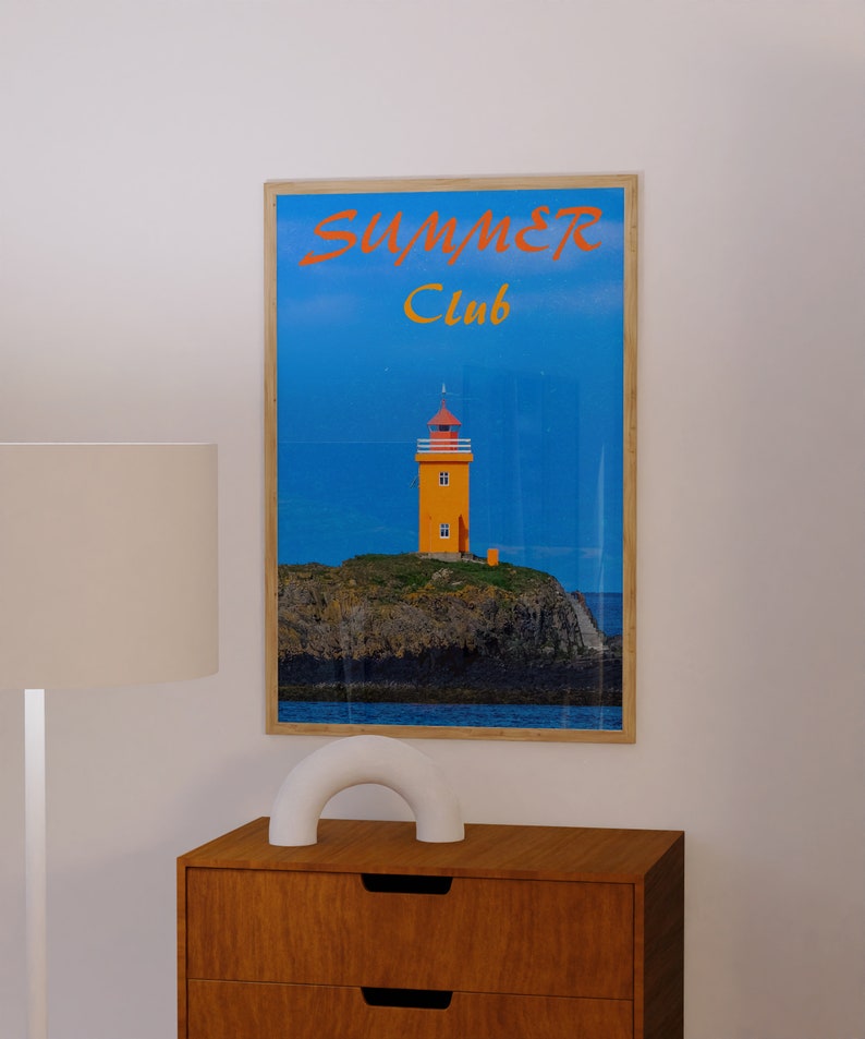 Vogue Magazine Poster, 70s Poster, Blue Wall Art, Trendy Poster, Lighthouse Print, Vintage Poster, Psychedelic Wall Art, Y2K Poster, Summer Poster, Preppy Wall Print, Minimalist Wall Art, Trippy Wall Art, 70s Wall Art, 60s Poster, Retro Wall Art