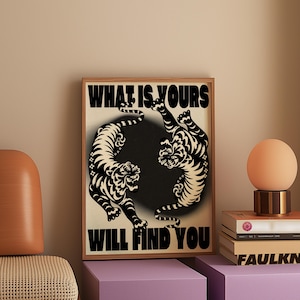 Affirmation Poster, Black Wall Art, Trendy Wall Art, Tiger Poster, Vintage Wall Decor, Psychedelic Wall Art, Y2K Apartment Poster, Aesthetic Wall Art, Dopamine Decor, Trippy Art Print, 70s Print, Retro Wall Art, Bedroom Wall Decor, Livingroom Decor