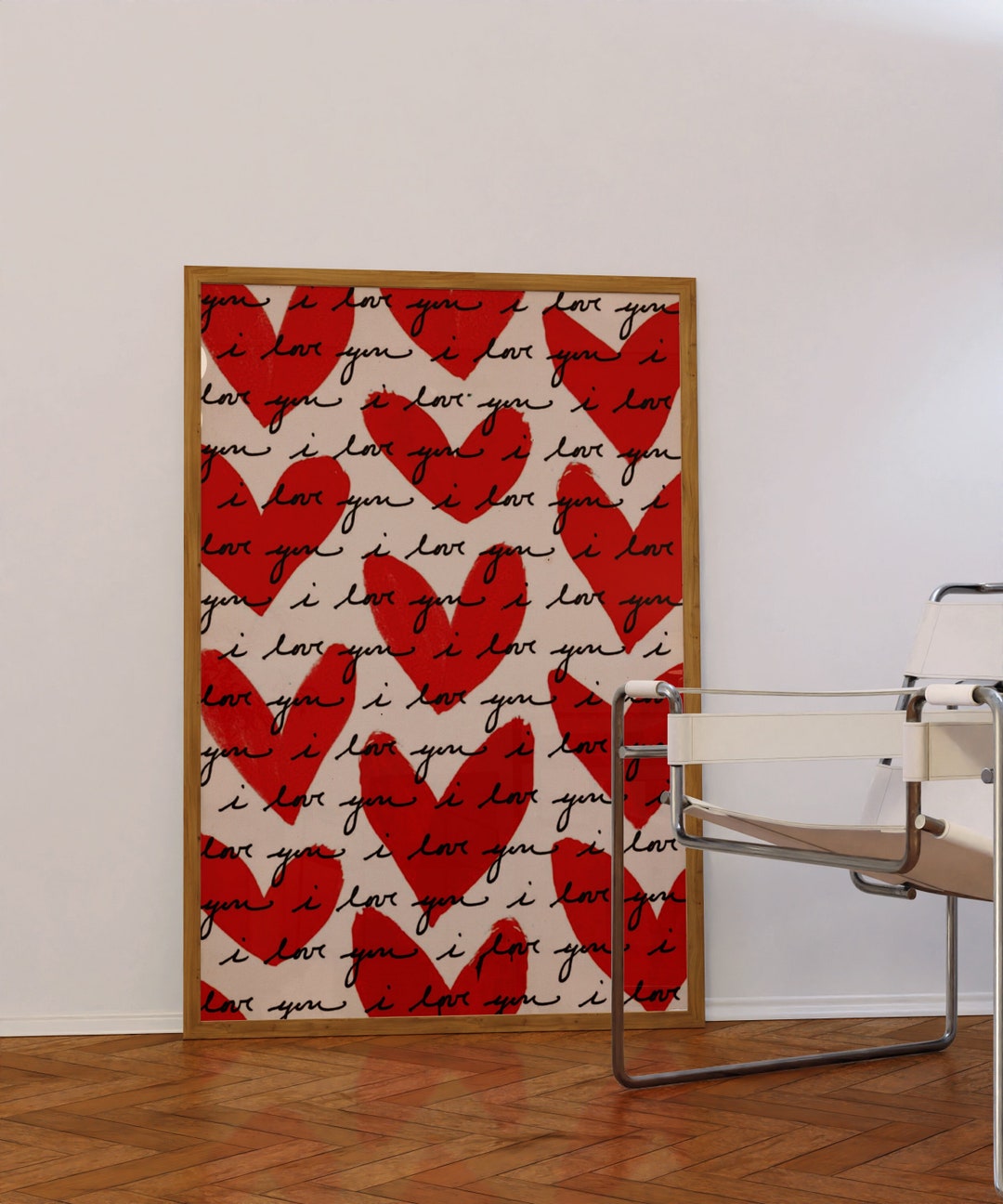 Love Poster, 70s Wall Print, Red Wall Art, Valentines Day Gift, Digital