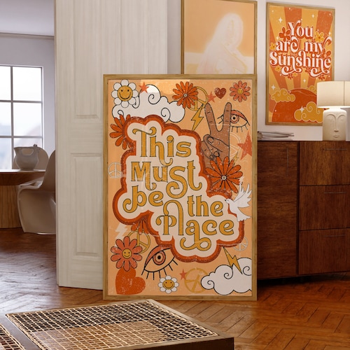 70s Floral 'this Must Be the Place' Vintage Poster (digital