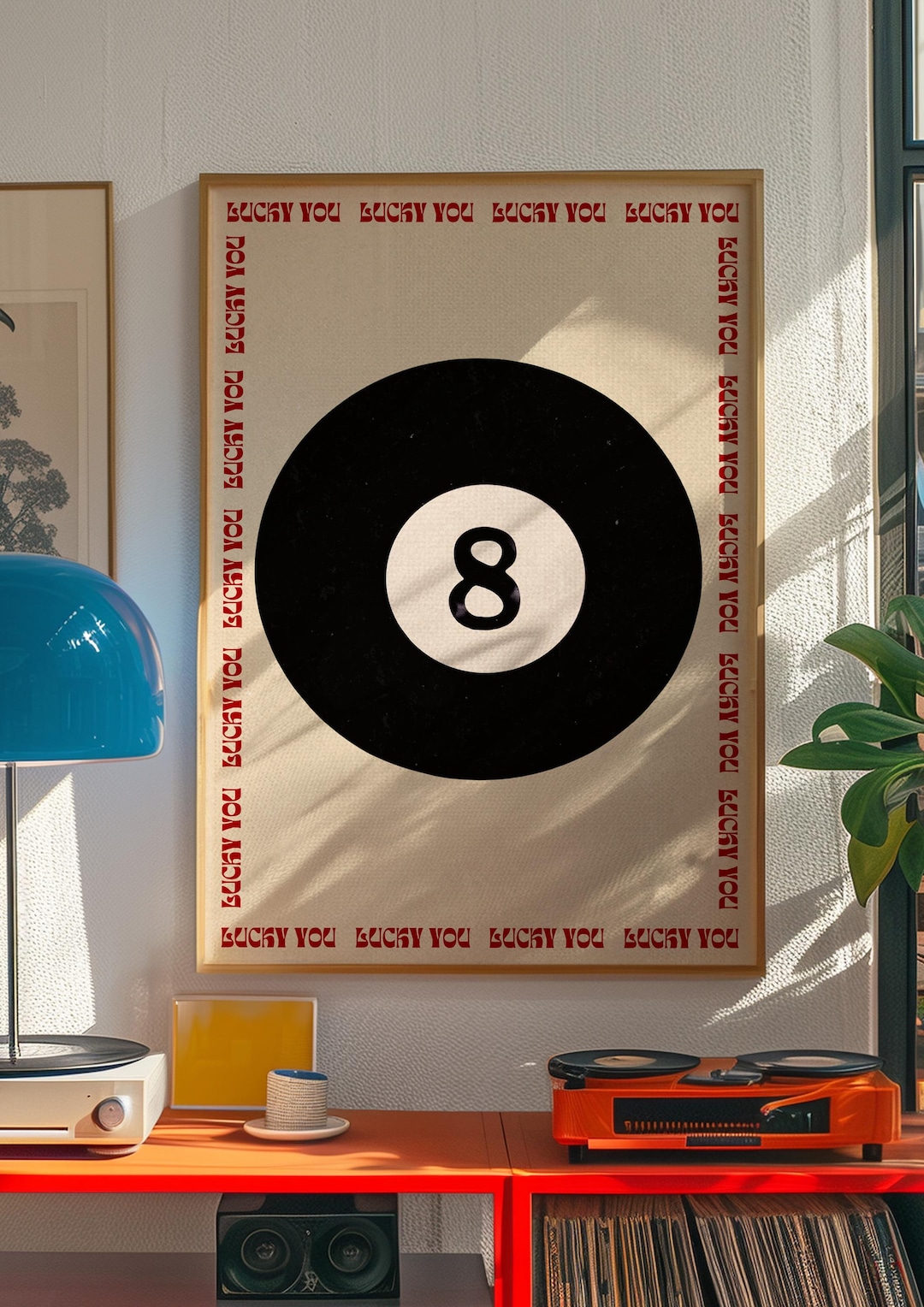 Lucky 8 Ball Print, Retro Billiards Poster - Etsy