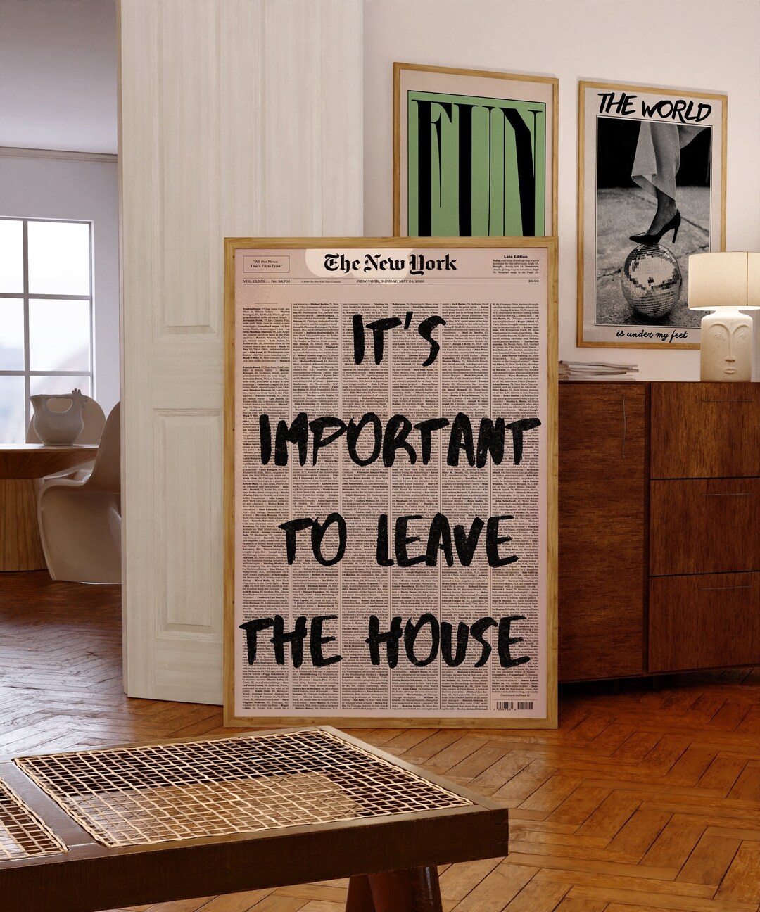 Typography Print 70s Wall Art Neutral Wall Art Newspaper Etsy