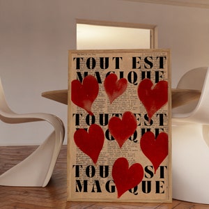 Love Poster, Retro Wall Art, 70s Print, Vintage Wall Decor, Red Wall Art, Aesthetic Print, Trendy Wall Art, Love Letter Poster, Y2k Apartment Decor, Soulmate Print, Trippy Wall Art, Aura Poster, French Quote Print, Printable Art, Psychedelic Wall Art
