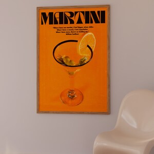 Martini Poster, Alcohol Poster, Orange Wall Art, Trendy Wall Art, Bar Wall Print, Vintage Poster, Psychedelic Wall Art, Y2K Apartment Poster, Preppy Print, Minimalist Wall Art, Dopamine Decor, Trippy Art, 70s Print, Kitchen Poster, Retro Wall Art