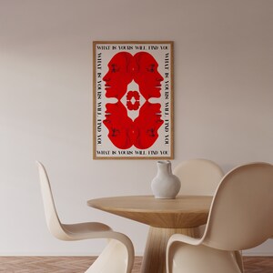 Affirmation Poster, Newspaper Poster, Red Wall Art, Trendy Wall Art, Hippie Print, Vintage Poster, Psychedelic Wall Art, Y2K Apartment Poster, Preppy Wall Print, Minimalist Wall Art, Red Lips Print, Trippy Art, 70s Print, Vogue Poster, Retro Art