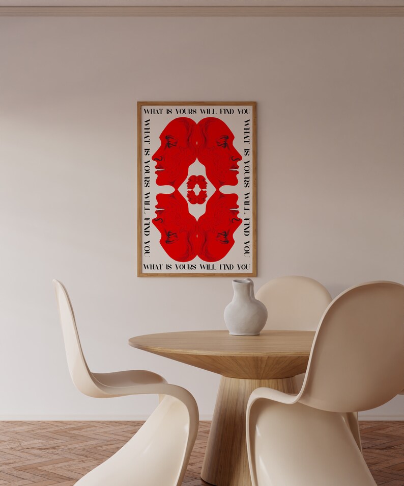 Affirmation Poster, Newspaper Poster, Red Wall Art, Trendy Wall Art, Hippie Print, Vintage Poster, Psychedelic Wall Art, Y2K Apartment Poster, Preppy Wall Print, Minimalist Wall Art, Red Lips Print, Trippy Art, 70s Print, Vogue Poster, Retro Art