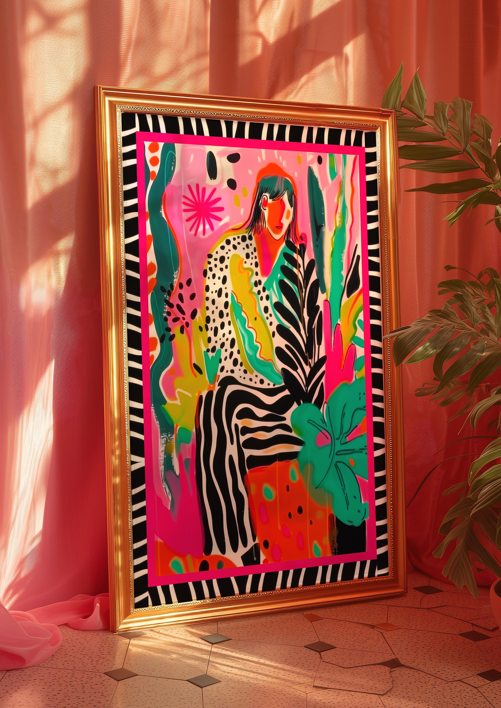 Red Woman Art Print: Psychedelic Dopamine Decor (digital Download
