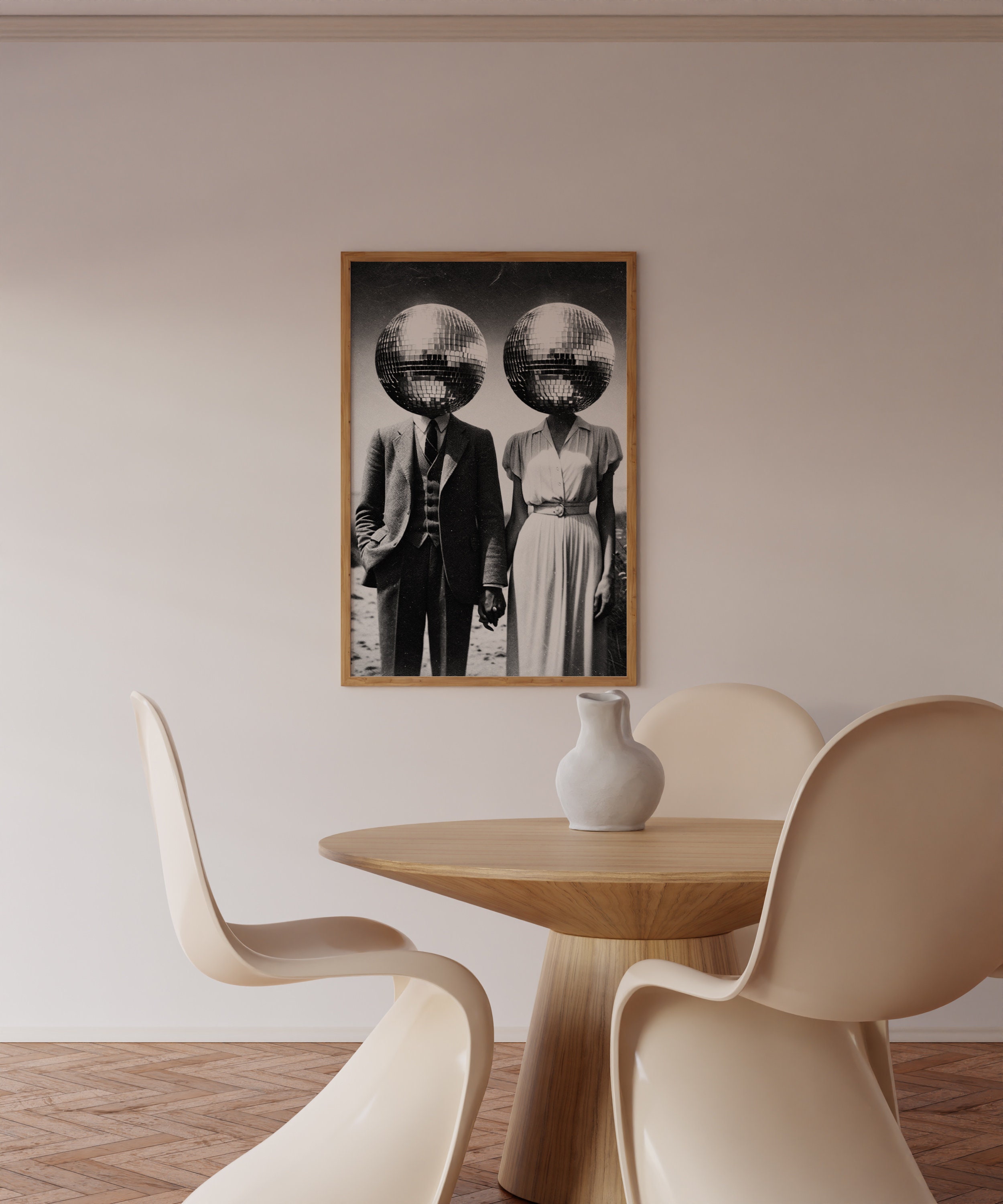 Party Poster, 70s Art, Black Wall Art, Disco Ball Print