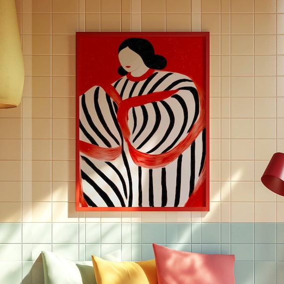 Abstract Woman Art Print: Kitsch Y2K Dopamine Decor (digital