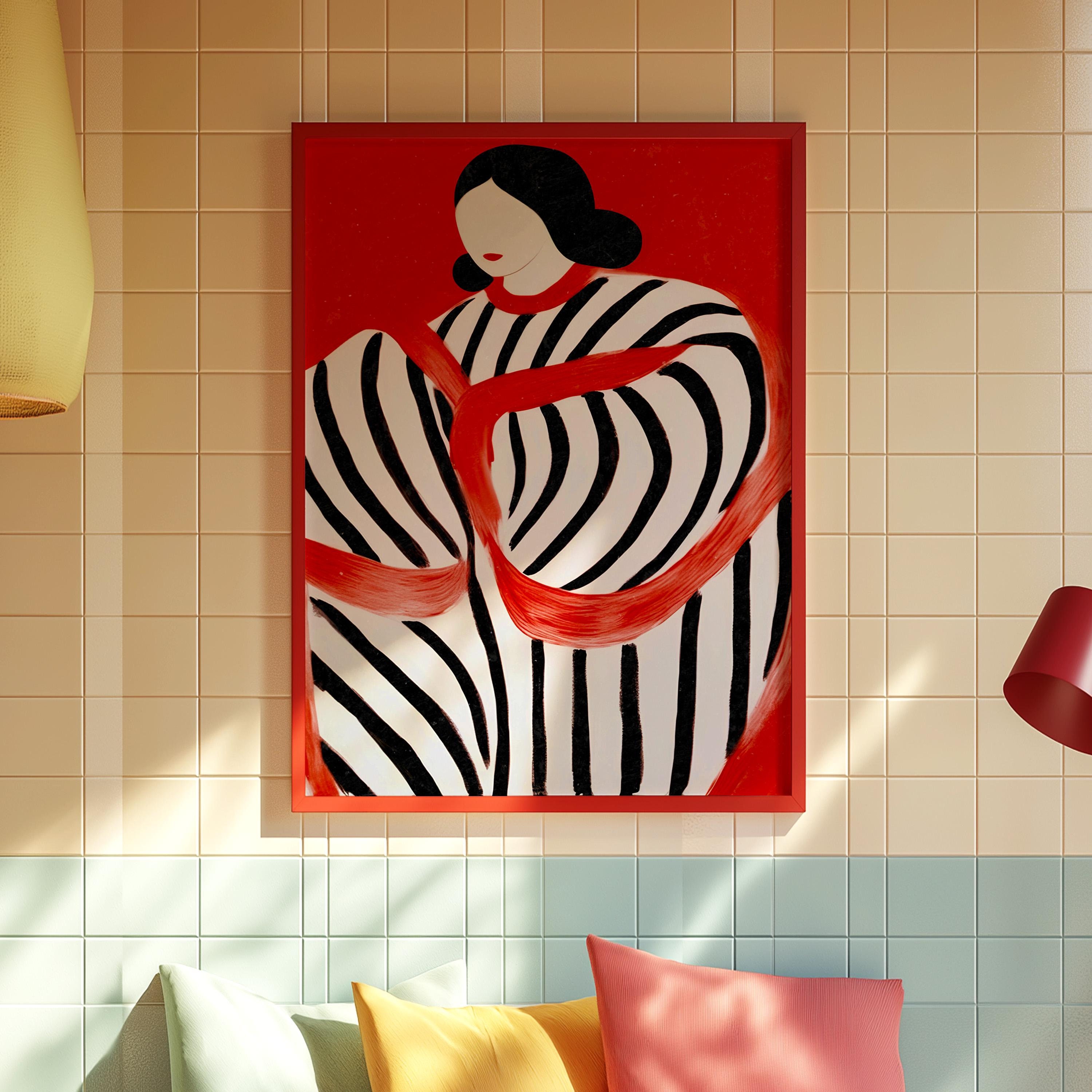 Abstract Woman Art Print: Kitsch Y2K Dopamine Decor (digital