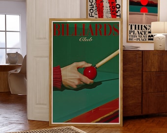 Billiards Club Retro Print: 70s Psychedelic Wall Art (Digital Download)