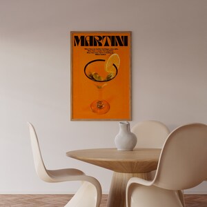 Martini Poster, Alcohol Poster, Orange Wall Art, Trendy Wall Art, Bar Wall Print, Vintage Poster, Psychedelic Wall Art, Y2K Apartment Poster, Preppy Print, Minimalist Wall Art, Dopamine Decor, Trippy Art, 70s Print, Kitchen Poster, Retro Wall Art