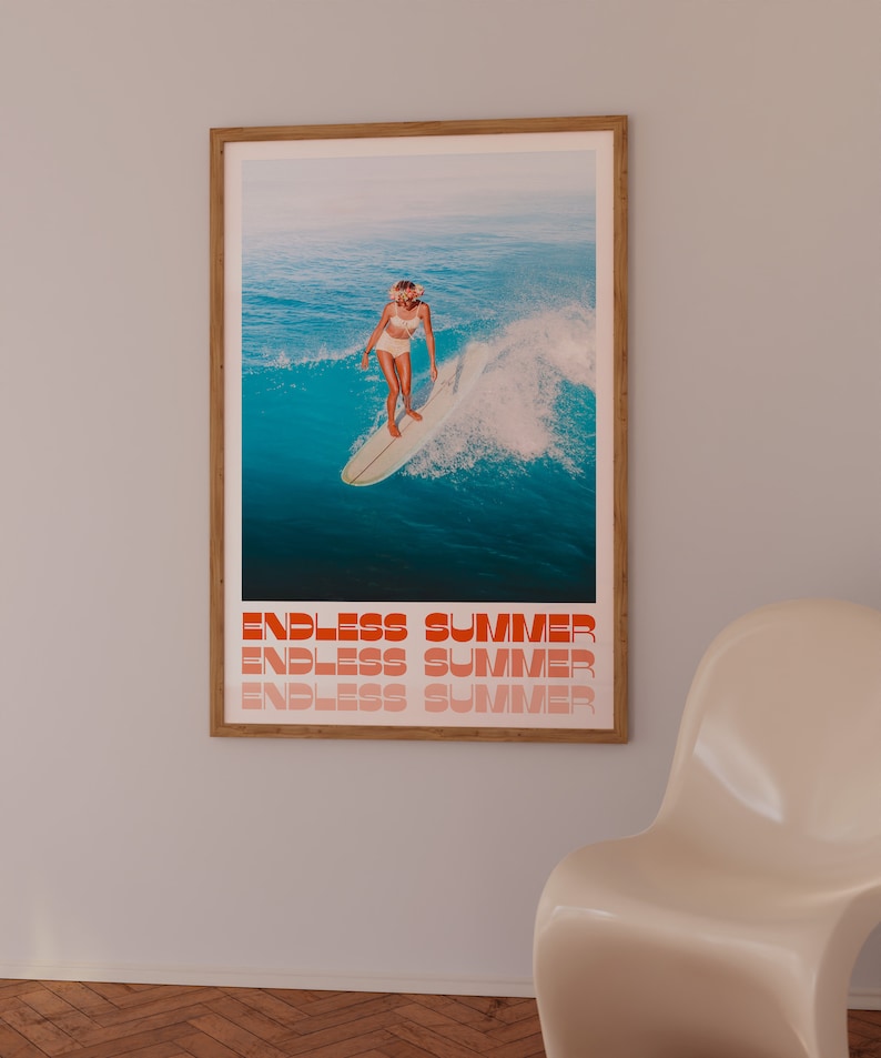 Beach Poster, Summer House Print, Trendy Wall Art, Hippie Print, Vintage Poster, Psychedelic Art, Retro Print, Trippy Poster, Minimalist Wall Art, Dorm Room Decor, Trippy Wall Art, 70s Wall Art, Red Wall Art, Surfing Poster, Tropical Print