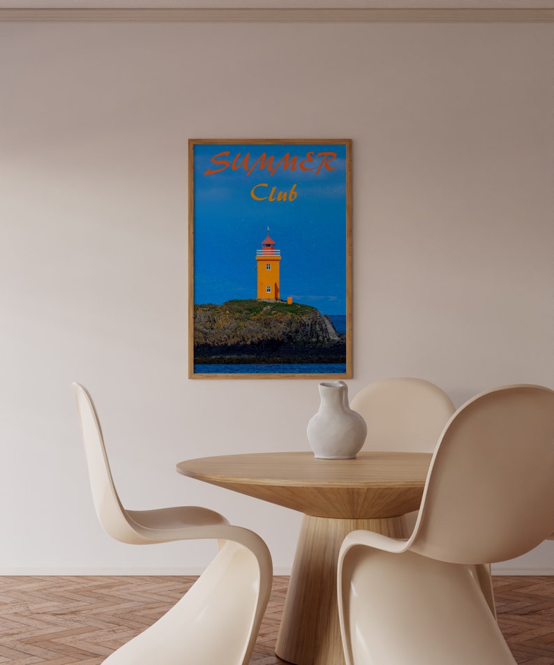 Vogue Magazine Poster, 70s Poster, Blue Wall Art, Trendy Poster, Lighthouse Print, Vintage Poster, Psychedelic Wall Art, Y2K Poster, Summer Poster, Preppy Wall Print, Minimalist Wall Art, Trippy Wall Art, 70s Wall Art, 60s Poster, Retro Wall Art