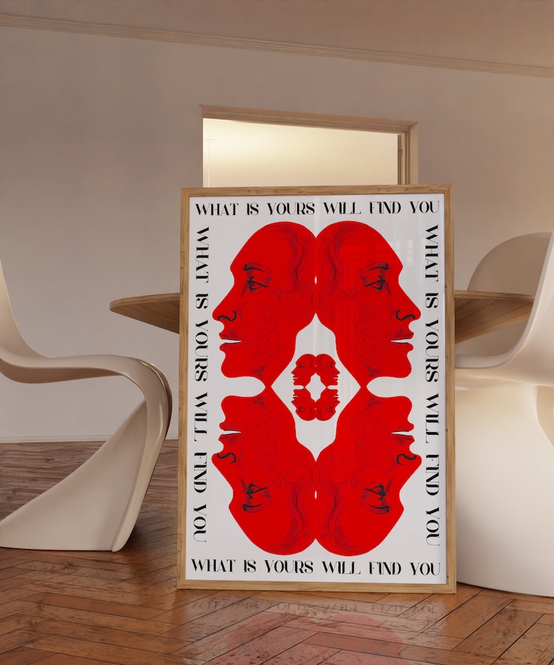 Affirmation Poster, Newspaper Poster, Red Wall Art, Trendy Wall Art, Hippie Print, Vintage Poster, Psychedelic Wall Art, Y2K Apartment Poster, Preppy Wall Print, Minimalist Wall Art, Red Lips Print, Trippy Art, 70s Print, Vogue Poster, Retro Art