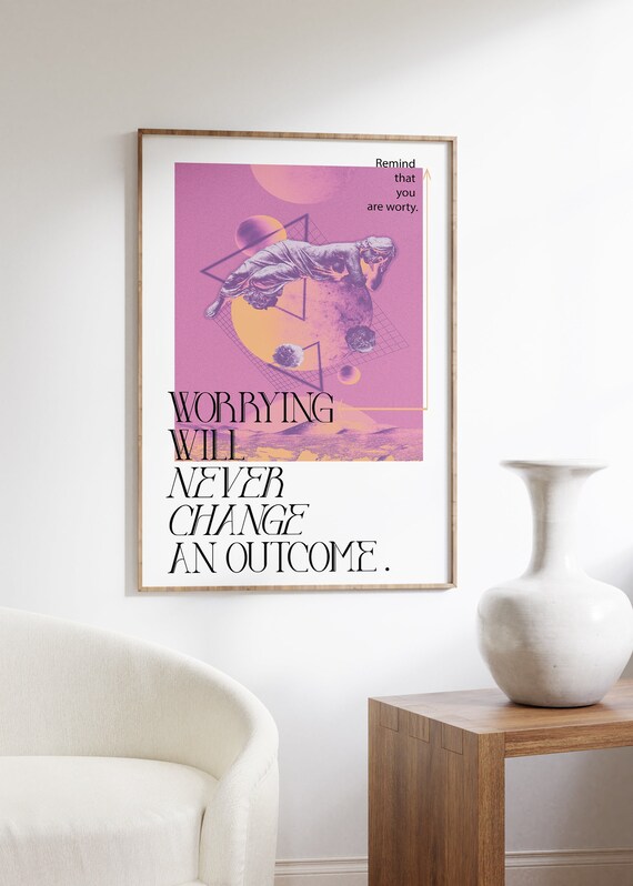 Mindful Quote Poster: Abstract Surreal Cosmic Hand Print