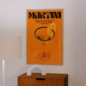 Martini Poster, Alcohol Poster, Orange Wall Art, Trendy Wall Art, Bar Wall Print, Vintage Poster, Psychedelic Wall Art, Y2K Apartment Poster, Preppy Print, Minimalist Wall Art, Dopamine Decor, Trippy Art, 70s Print, Kitchen Poster, Retro Wall Art