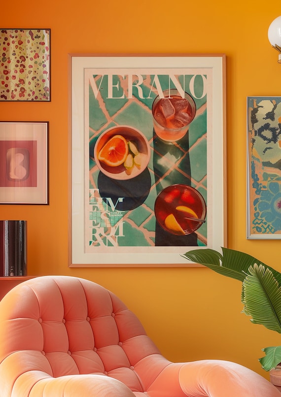 Verano Cocktail Art Print: 70s Retro Summer Vibes