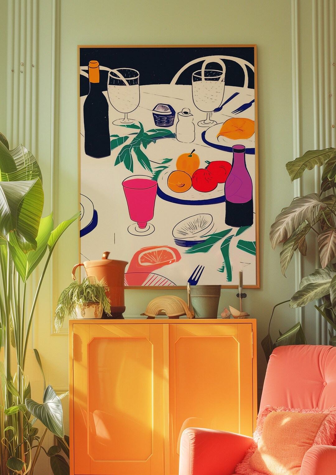 70s Retro Kitchen Poster: Psychedelic Dining Room Wall Art (digital ...