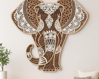 Plik do cięcia laserowego mandali słonia z warstwami