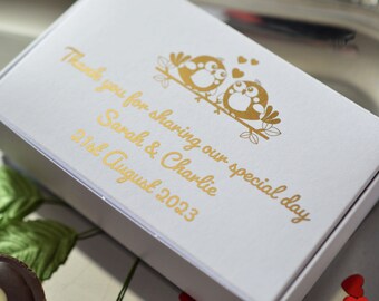 Personalised Brown Cake Slice Favour Boxes – Wedding, Birthday, Party – Cardboard (Single)