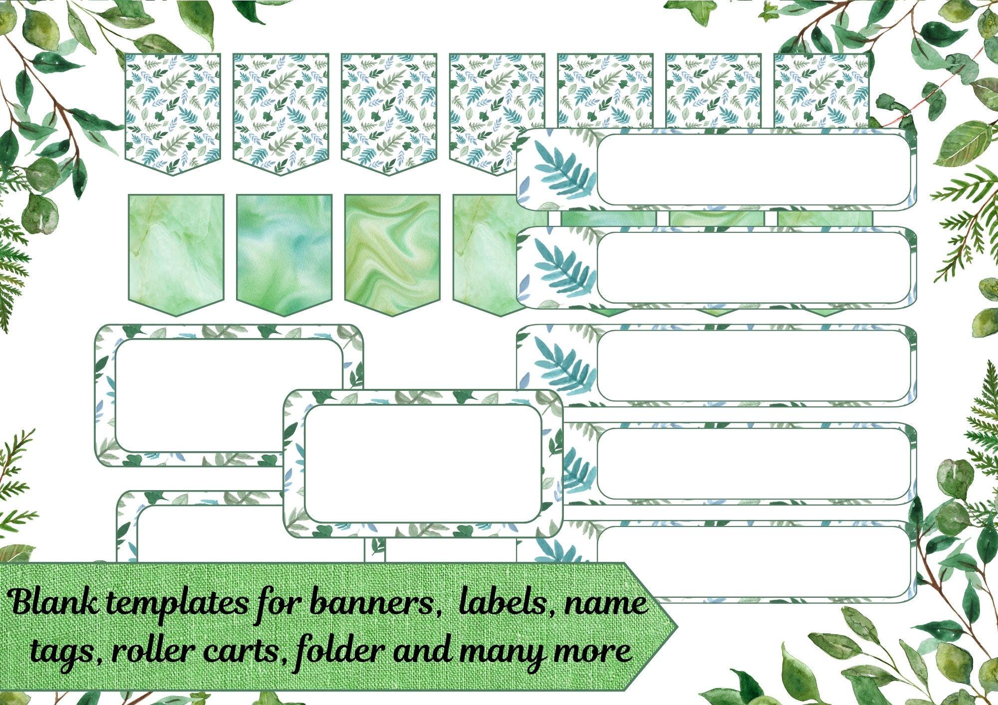 Botanical Green Classroom Decor Bundle | Calm Leafy Theme Display Set ...
