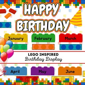 Vibrant Lego inspired blocks Birthday Display | Editable Printable Banner Labels Borders for Classrooms | Digital Kids Celebration Decor