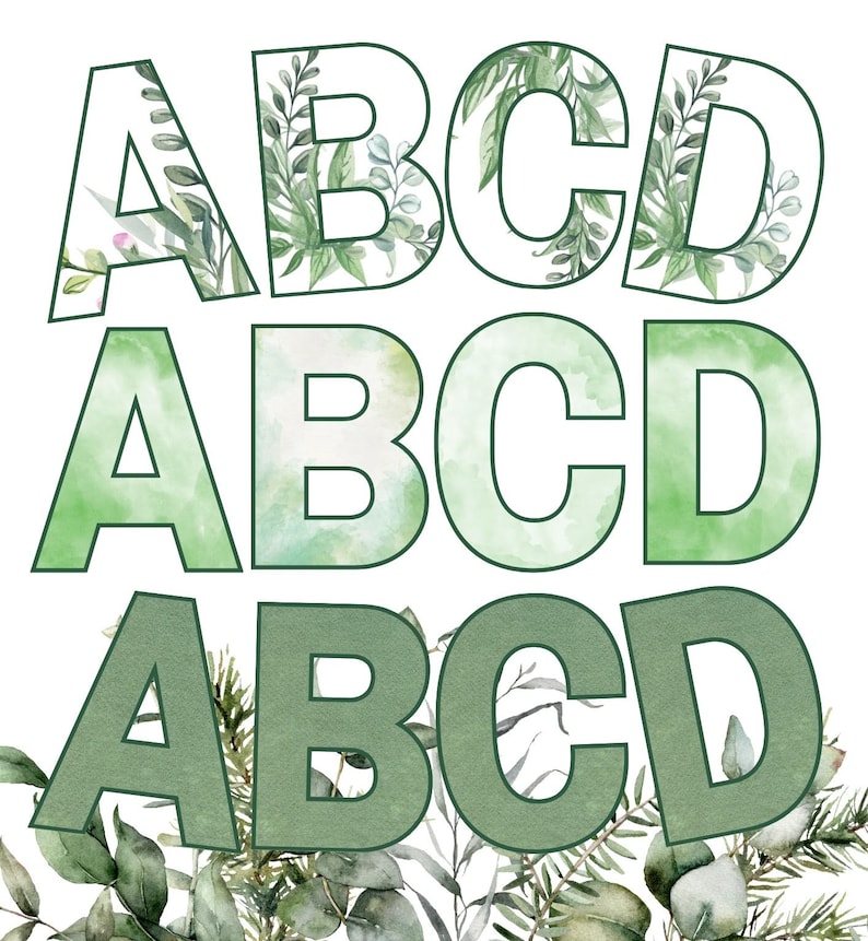 Botanical Bulletin Board Letters Leafy Nature Classroom Display Decor ...