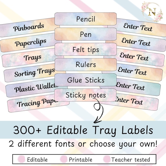 Editable Pastel Tray Trolley Labels Roller Cart Name Tags Aesthetic Classroom Organisers Box Binder Labels Digital Download Printable Decor