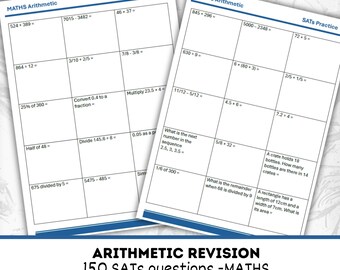 KS2 Maths SATs Arithmetic Practice Worksheets | 150 Questions | Editable & Printable  Morning Starters, Revision | Instant Digital Download