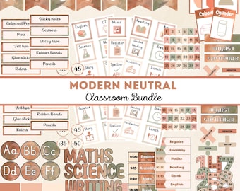 Modern Neutral Marble Classroom Decor Bundle | Editable Schedule Cards, Labels, Displays & Lettering | Digital Download, Minimal Resources