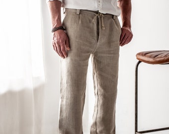 Natuurlijke hennepbroek voor heren, casual broeken, zomerbroeken, lichte broeken, "Model Florian"