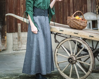 Elegant wool skirt made of merino wool, herringbone pattern ankle-length skirt "model Annette"