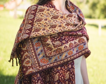 Woolen cloth plaid scarf wool blanket cuddly blanket "Model Rina"