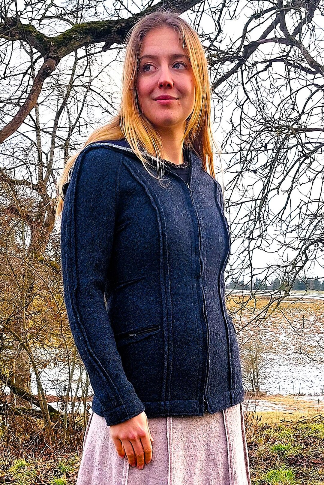 Hugging Jacket Fashionable Hooded Jacket Made of Virgin Wool, Jacket With Zipper ...