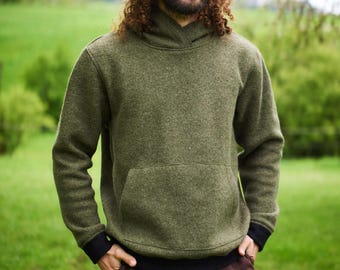 Hoodie made of 100% virgin wool "Model Luca", pullover, pullover with kangaroo pocket, unisex