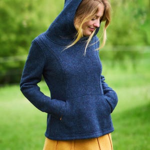 Sweat à capuche en laine vierge pour femme, pull à capuche, pull en laine
