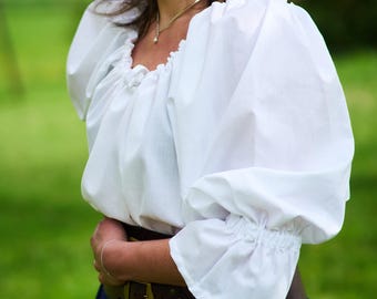 Blusa de comerciante, blusa de lansquenetes, blusa histórica, blusa medieval de manga tres cuartos