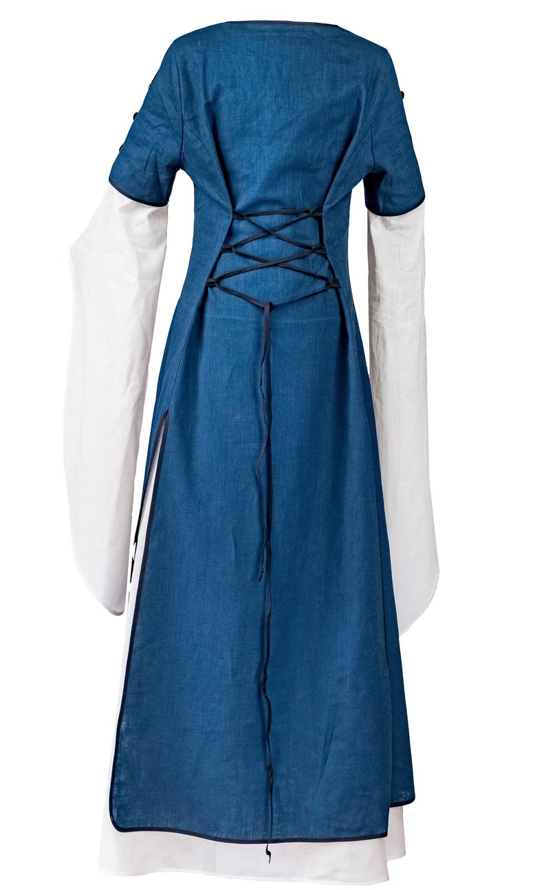 Vestido medieval modelo Isabella, vestido de lino, vestimenta histórica. imagen 8