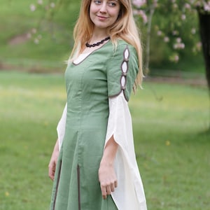 Vestido medieval Isabella, vestido de lino, traje histórico