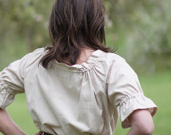 Short-sleeved blouse, half-linen blouse, sutler's blouse, traditional blouse, summer blouse