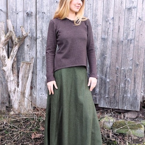 Merino wool skirt, herringbone pattern, ankle-length skirt, maxi skirt, wool skirt with lacing, vintage skirt, sustainable fashion image 11